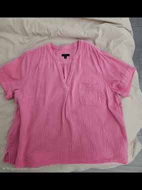 J.Crew Short-Sleeve Pink Gauze Pocket Top